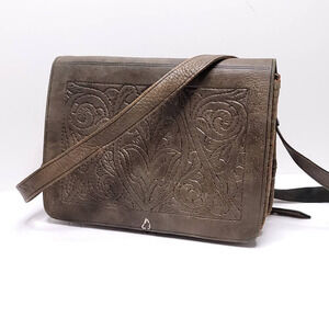Vintage Leather tooled crossbody bag
